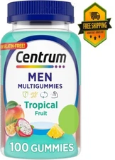 Centrum Multigummies Men's Multivitamin Gummy Vitamins, Tropical Fruit, 100 Coun