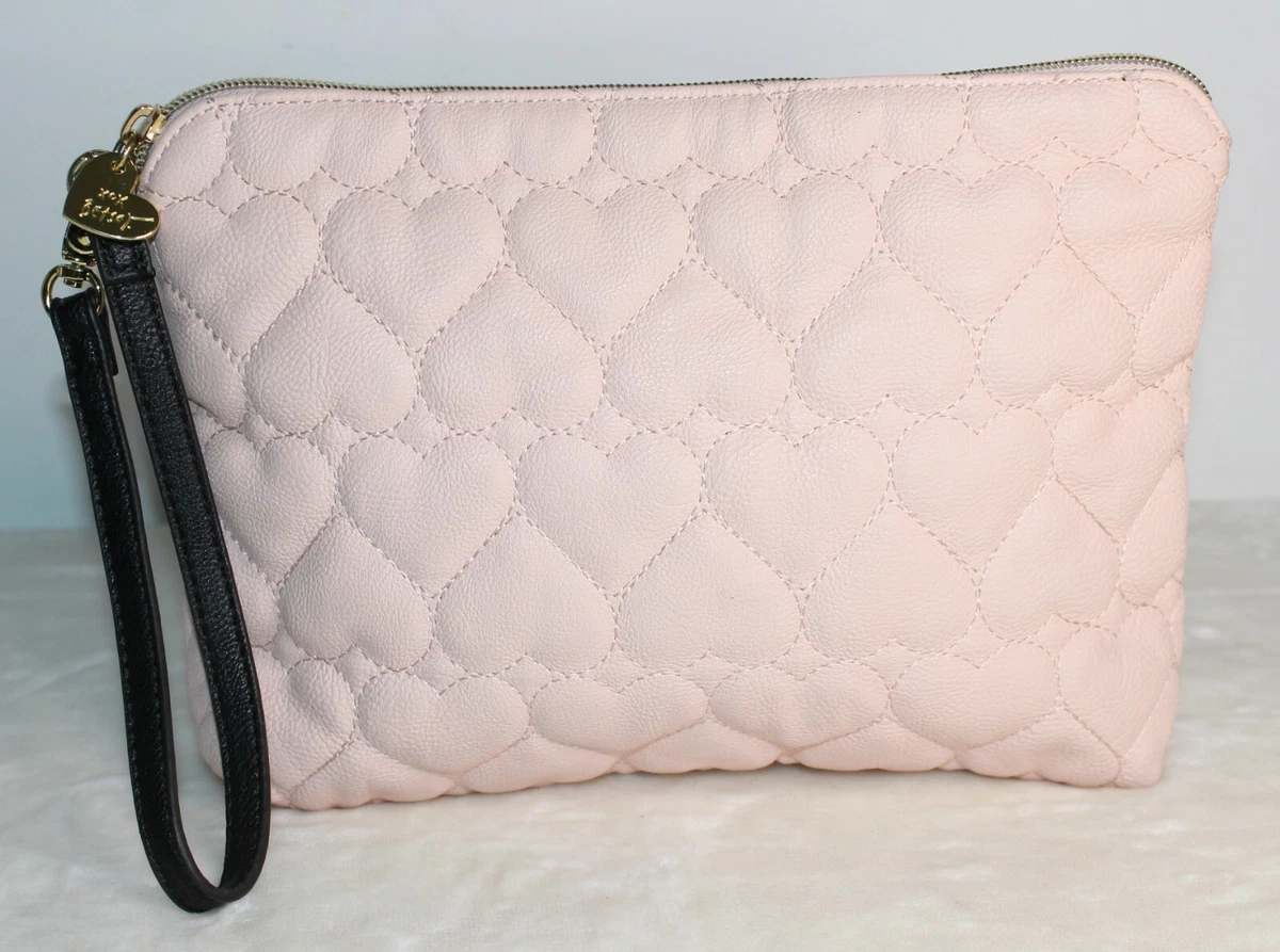 BETSEY JOHNSON Quilted Hearts Pink Wristlet Bag Purse Clutch | eBay