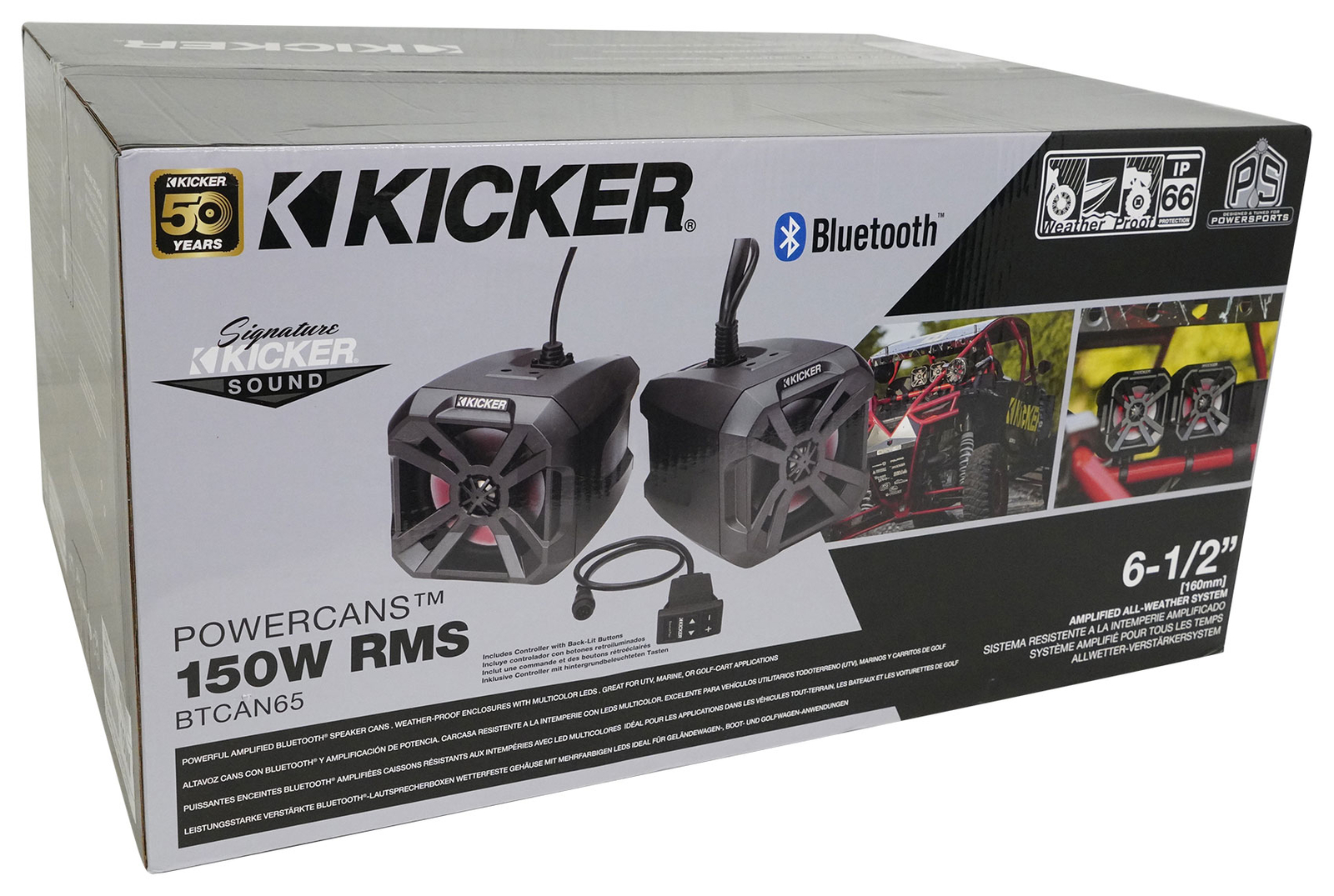 Пара башенных динамиков KICKER 48BTCAN65 мощностью 65 Вт с Bluetooth 4 ATV UTV BTCAN65