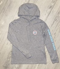 Women Vineyard Vines Hoodie Shirt Long Sleeve Cotton Pullover Logo Gray XS