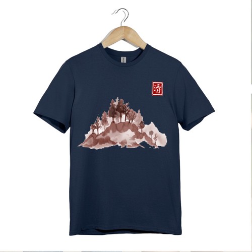 Zen Forest Hill T-Shirt | Chinese Ink Nature Art Tee | Unisex Minimal Landscape - Picture 17 of 20