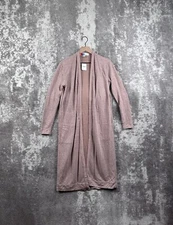 New Free People Cardigan XS Womens Beige Pink Open Front Maxi Sweater Stretch