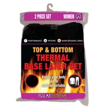 NWT Polar Extreme Womens Thermal Base Layer 2 pc Black Size 2XL Long Underwear
