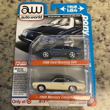 Auto World Pony Power 2 PACK 1986 Ford Mustang SVO / Mercury Cougar XR7 2022