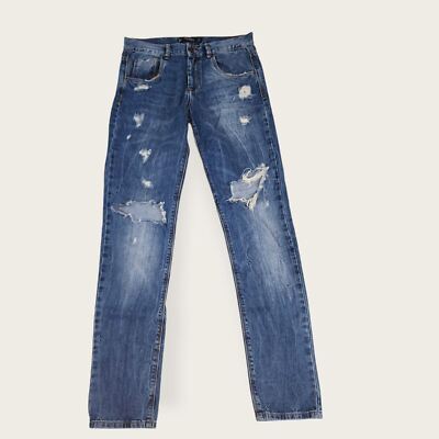 Zara Jeans Womens 28X30 Blue Denim Trafaluc Skinny Ripped Distressed US 2