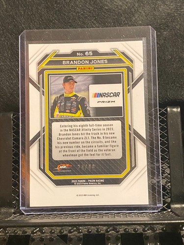 Brandon Jones 2023 Prizm Racing Carolina Blue Scope # 24/99 Card # 65 - Picture 2 of 2