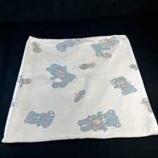 Vtg 80  s Infant Baby Receiving Blanket Bears Balloons Rattle Blue Pink/peach