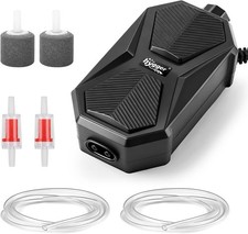 Aquarium Air Pump Ultra Quiet Oxygen Aerator W/ Air Stone Airline Tubing Check
