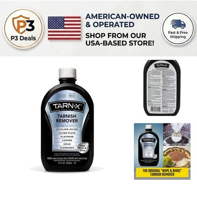 Tarnish Remover - 12 Fl Oz Wipe & Rinse Solution for Jewelry