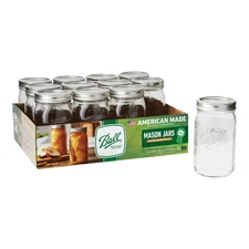 32 Oz Mason Jars Wide Mouth 12Pk, Quart Canning Jars with Lids and Rings, Large