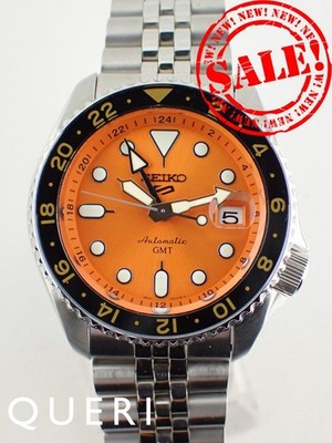 Seiko 5 Sports SKX GMT Uhr orangefarbenes Zifferblatt 4R34-00A0 aus Japan
