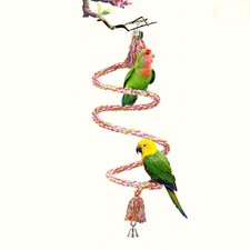 SunGrow Rope Perch for Parrots, 59  Long, Bungee Bird Toy, Brightly Colored H...