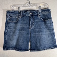    Lucky Brand Jean Shorts Women  s Size 10/30 Mid Rise Stretch Roll Up Denim