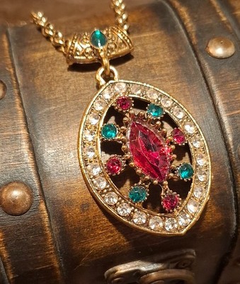 Oriental Style  Betsey Johnson Statement  Kette Anhänger mit Strasssteinen #2
