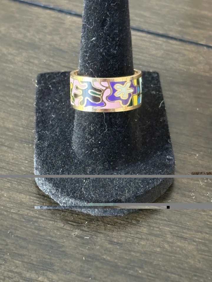 Anillo Floral Esmalte Colorido Talla 7 Foto 4 de 4