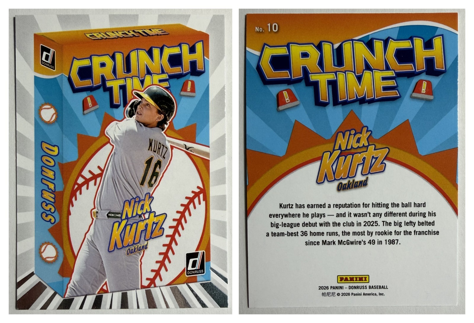 2026 Donruss Nick Kurtz #10 Crunch Time Insert - Athletics 