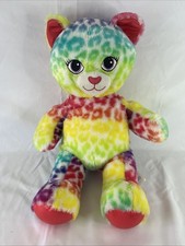 Build A Bear Rainbow Leopard Print Kitty Cat Plush Stuff Animal