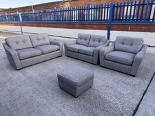 Marks & Spencer 3 Piece Suit & Footrest Grey Sofas Immaculate Delivery Available