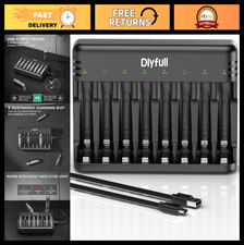 8 Bay AA AAA Battery Charger USB-C High-Speed, Independent Slots for Ni-MH Ni-CD