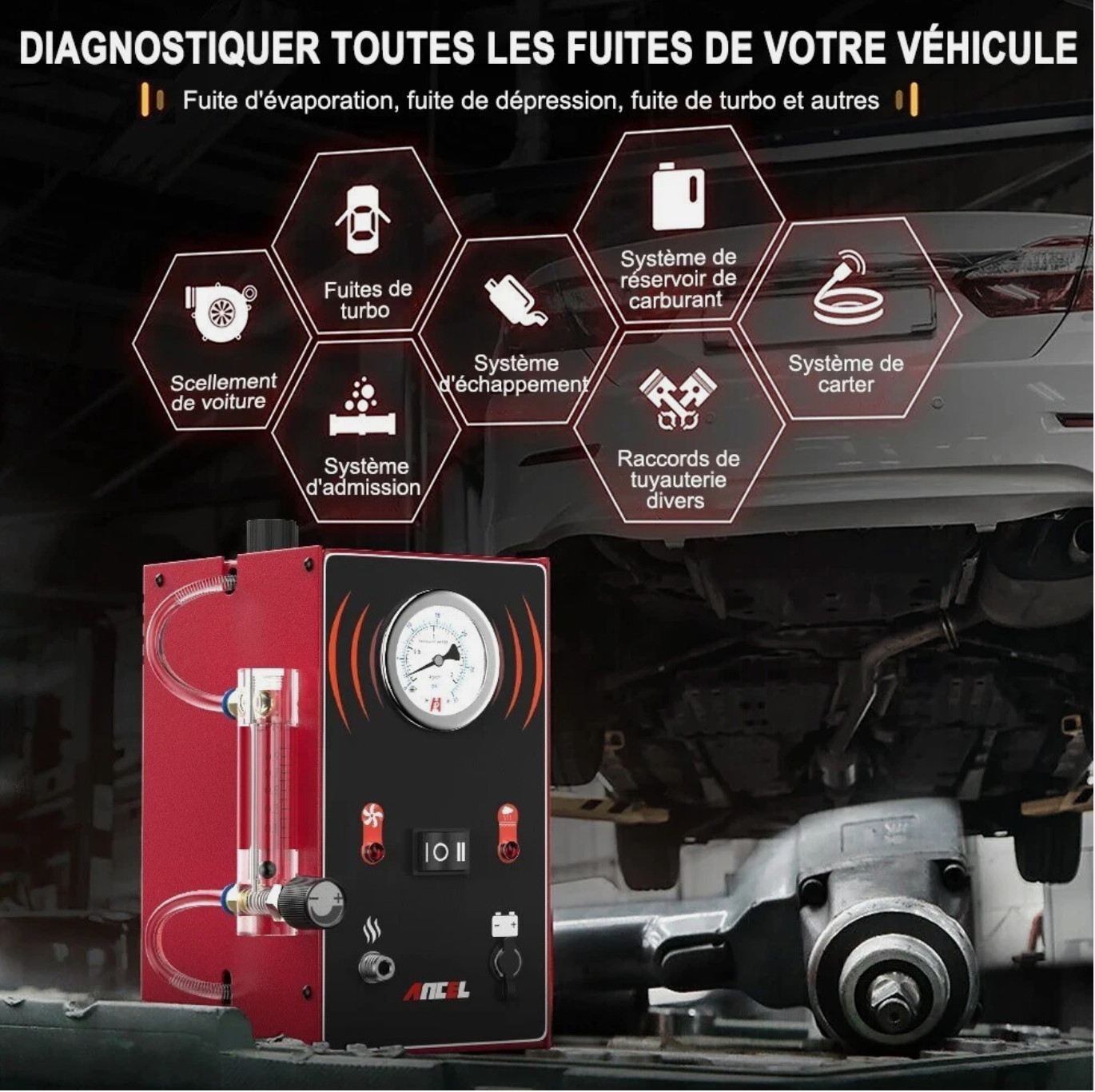 Machine à fumée de voiture détection EVAP et étanchéité carter