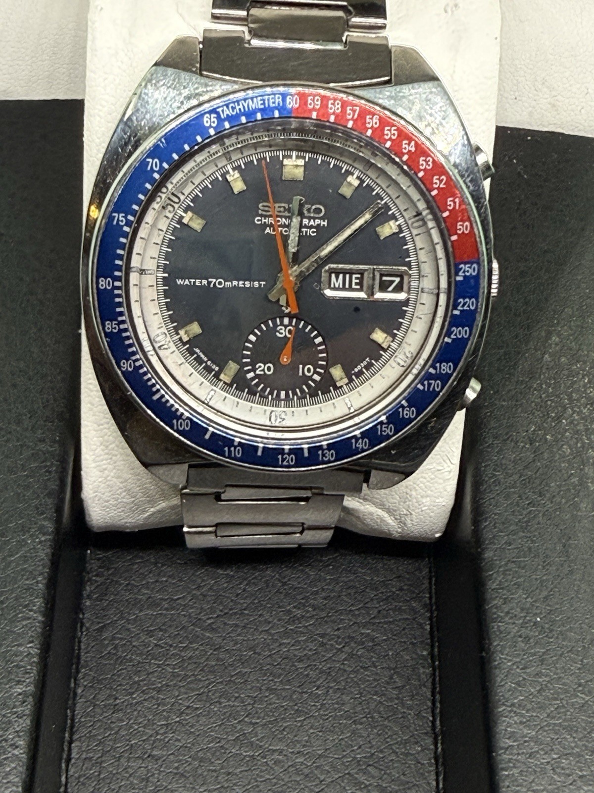 1971 Seiko 6139-6002 Blue "Pogue" Chronograph watch, original bracelet, working