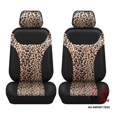 Autofan Universal Fit Front Car Seat Covers 2-pack Pu Leather Leopard Print
