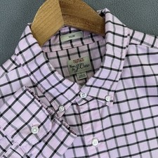 J Crew Shirt Mens Large Pink Windowpane Plaid Slim Fit Woven Oxford Prep