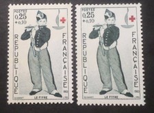 VARIETE' FRANCE 1963 timbre 1401a PAPIER TEINTE' CROIX ROUGE neufs** MNH