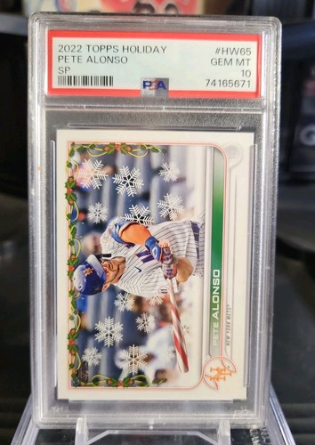 2022 PSA Graded 10 Pete Alonso Topps Holiday SSP #HW65NY METS MLB Baseball