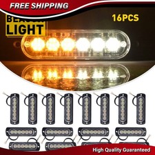 16PCS LED Strobe Lights Amber White 6-LED Surface Mount Flashing Strobe Lights