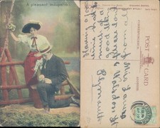 Couple with puppy at stile Davidson Bros Pictorial Post Cards 1909 postmark