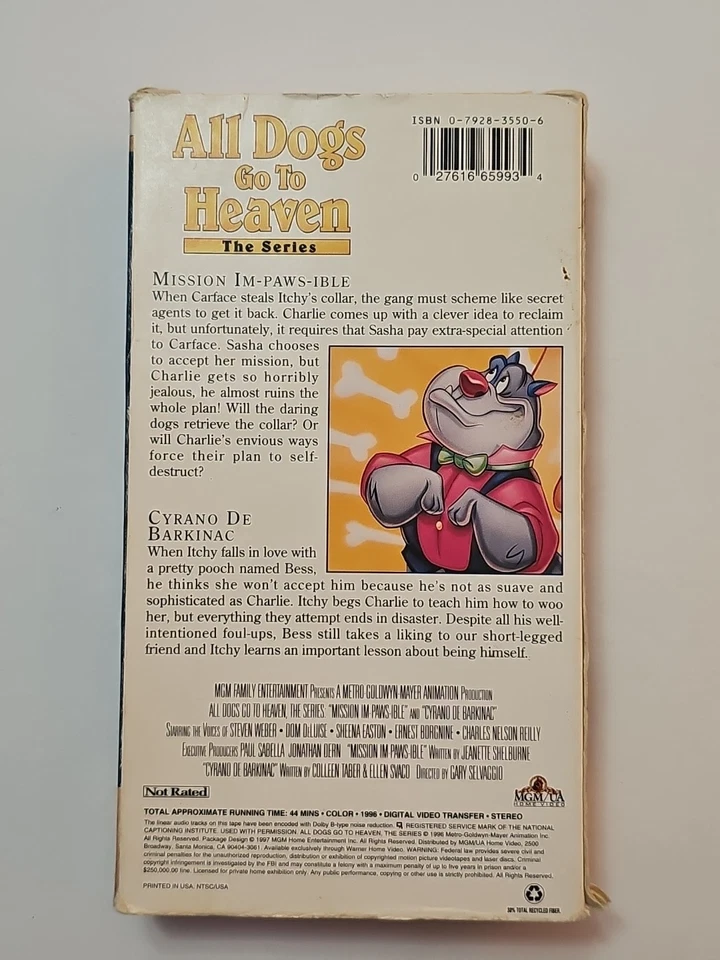 All Dogs Go to Heaven The Series (VHS 1997) TESTED WORKS - GRAIL RARE VHS TVSHOW Foto 2 de 4
