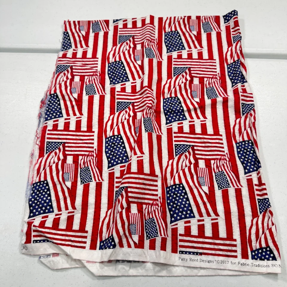fabric traditions quilting fabric patriotic flag red white blue cotton 37x43 - Image 2 of 4