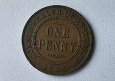 X1 1928 Australian One Penny Coin