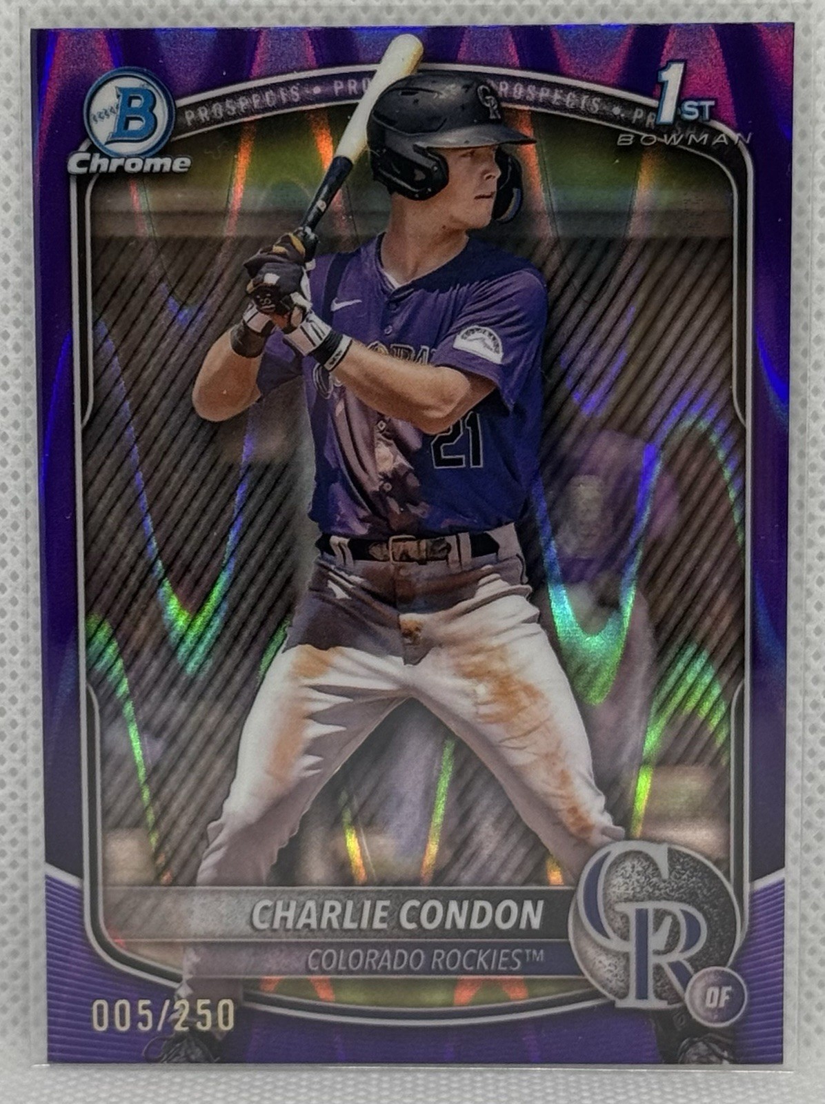 2025 Bowman Chrome Prospects Charlie Condon BCP-75 Purple Raywave Refractor /250