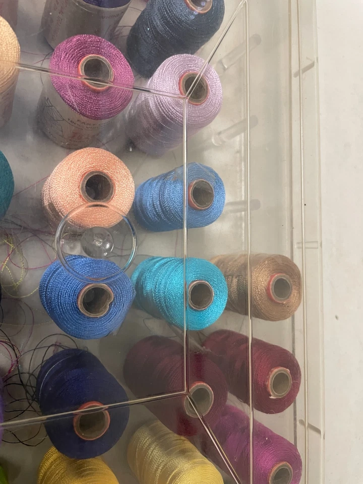 Lot of 10+ Bullet Embroidery Thread Spools #1502-N India with Extras - Image 3 of 4