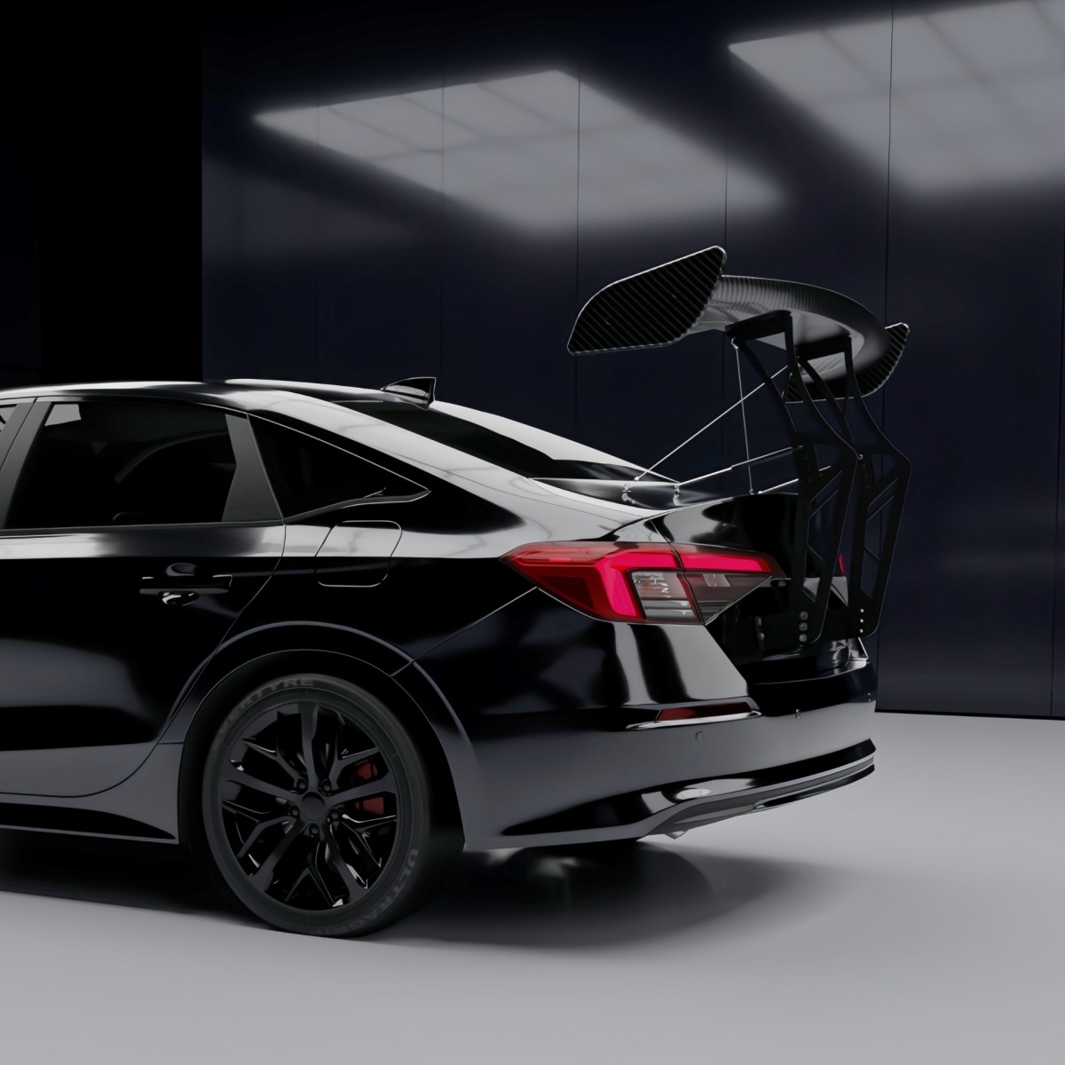 55'' Adjustable GT Racing Style Carbon Fiber Style Spoiler Wing For Sedan Coupe