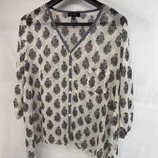 Karen Kane Boho Paisley Semi-Sheer Button-Front Tunic Top Blouse 3X Western