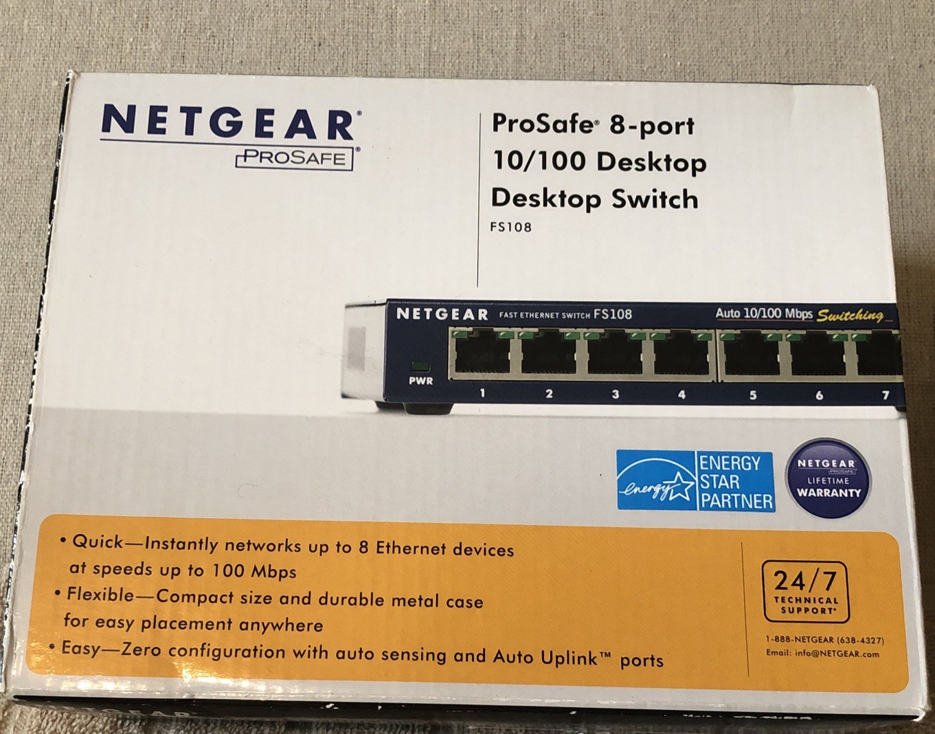 NETGEAR ProSafe 8 Port 10/100 Mbps POE Fast Ethernet Switch 