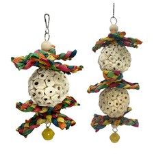 Bird Parrot Foraging Shredder Hanging Toy Sola Ball with Bell for Small Parrots