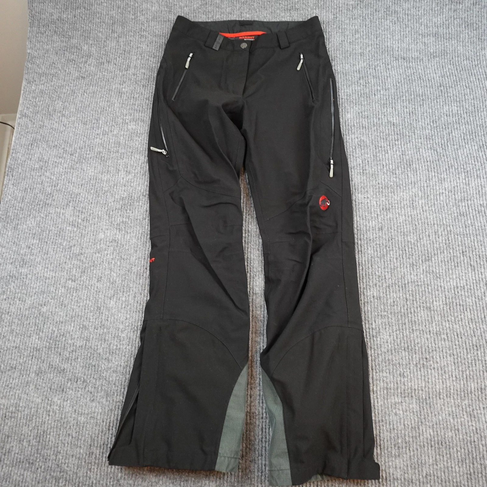 Mammut Snow Pants Womens 10 Black Softshell Stretch Hiking Skiing Zip Pockets