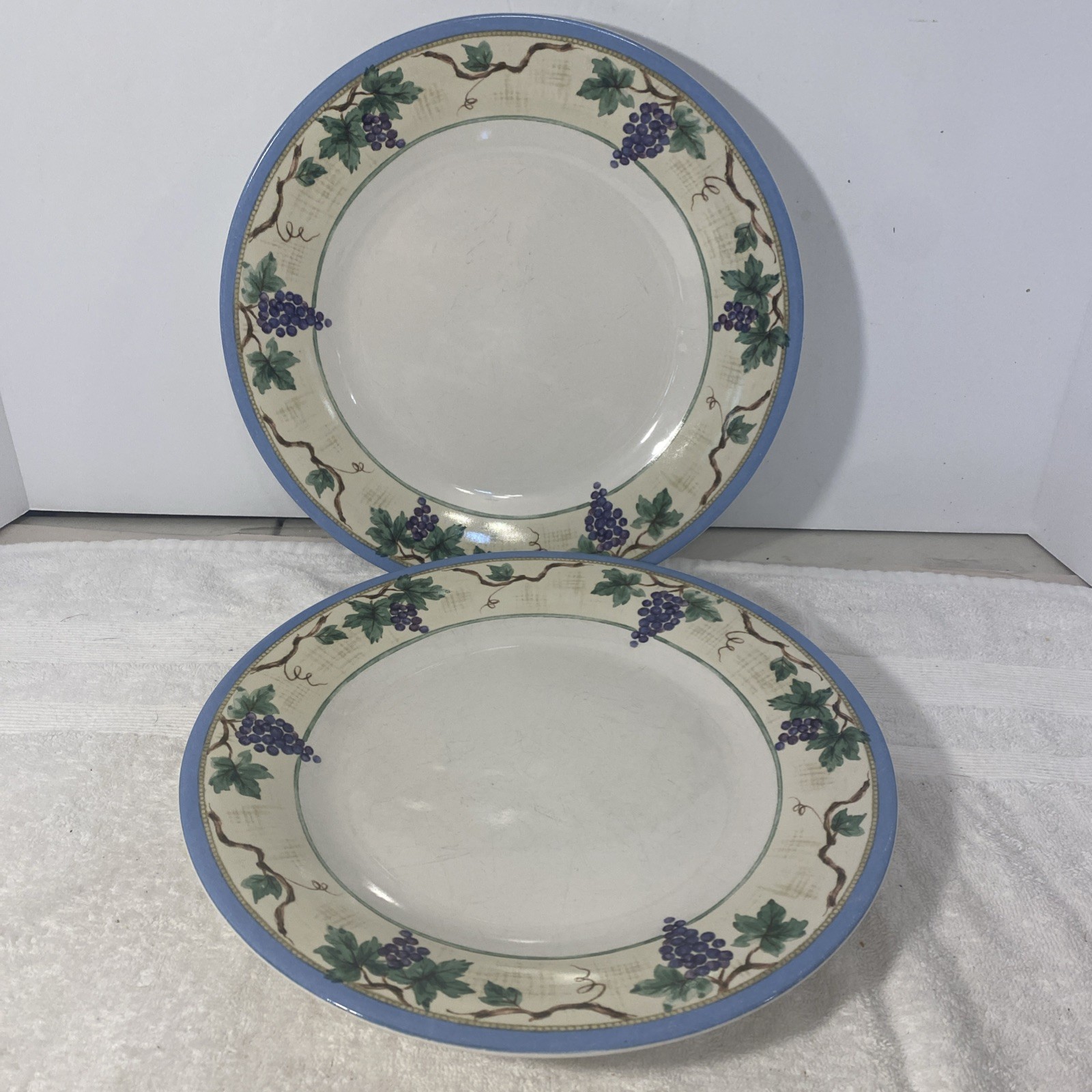 Pfaltzgraff Merlot 10.5-Inch Dinner Plates Set of 2 with Grape Design on White