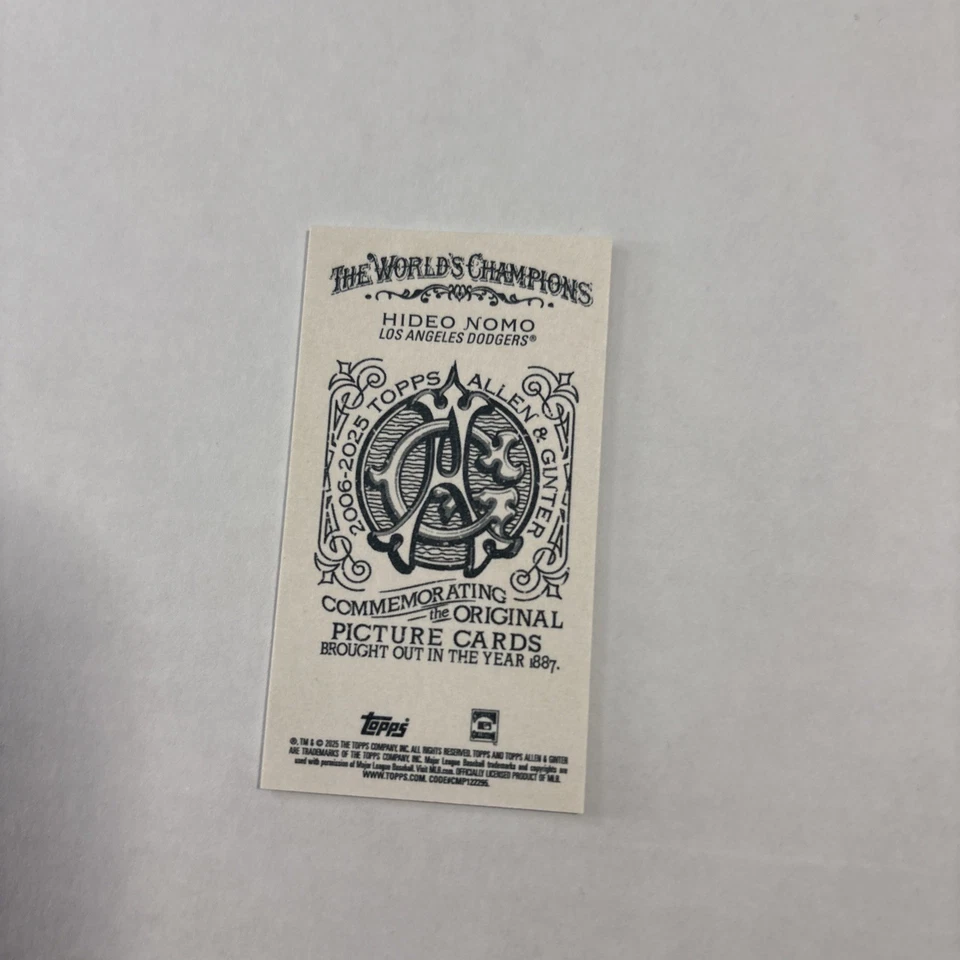 2025 ALLEN & GINTER HIDEO NOMO 迷你 A&G 背面无编号/50 短版印刷 — 第 3/4 张图片