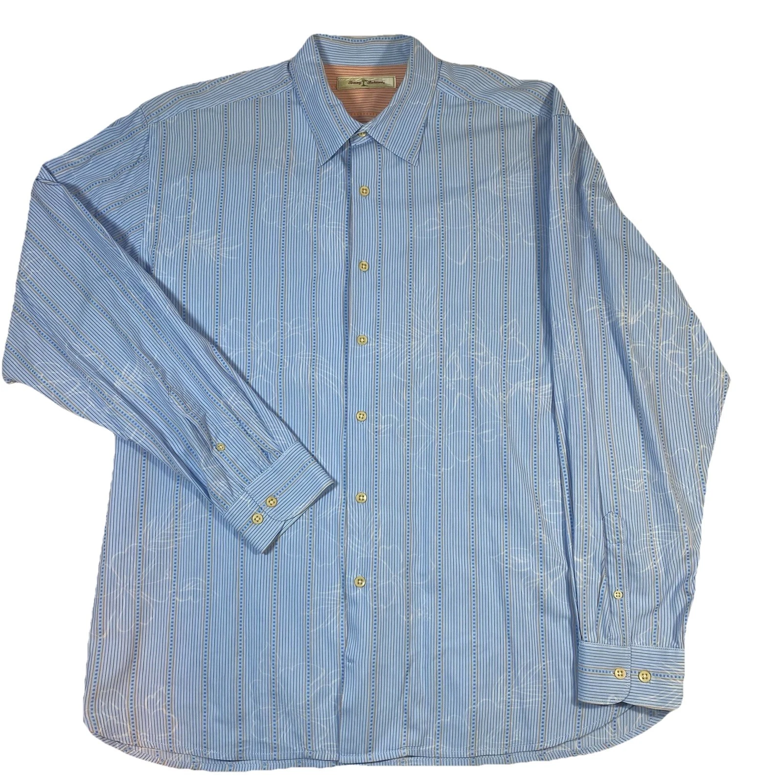 Tommy Bahama Shirt Mens XL Blue Tropical Hawaiian Button Up Long Sleeve