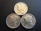 1941 S D & P Mercury Dime Coin - 3 Coins  #4
