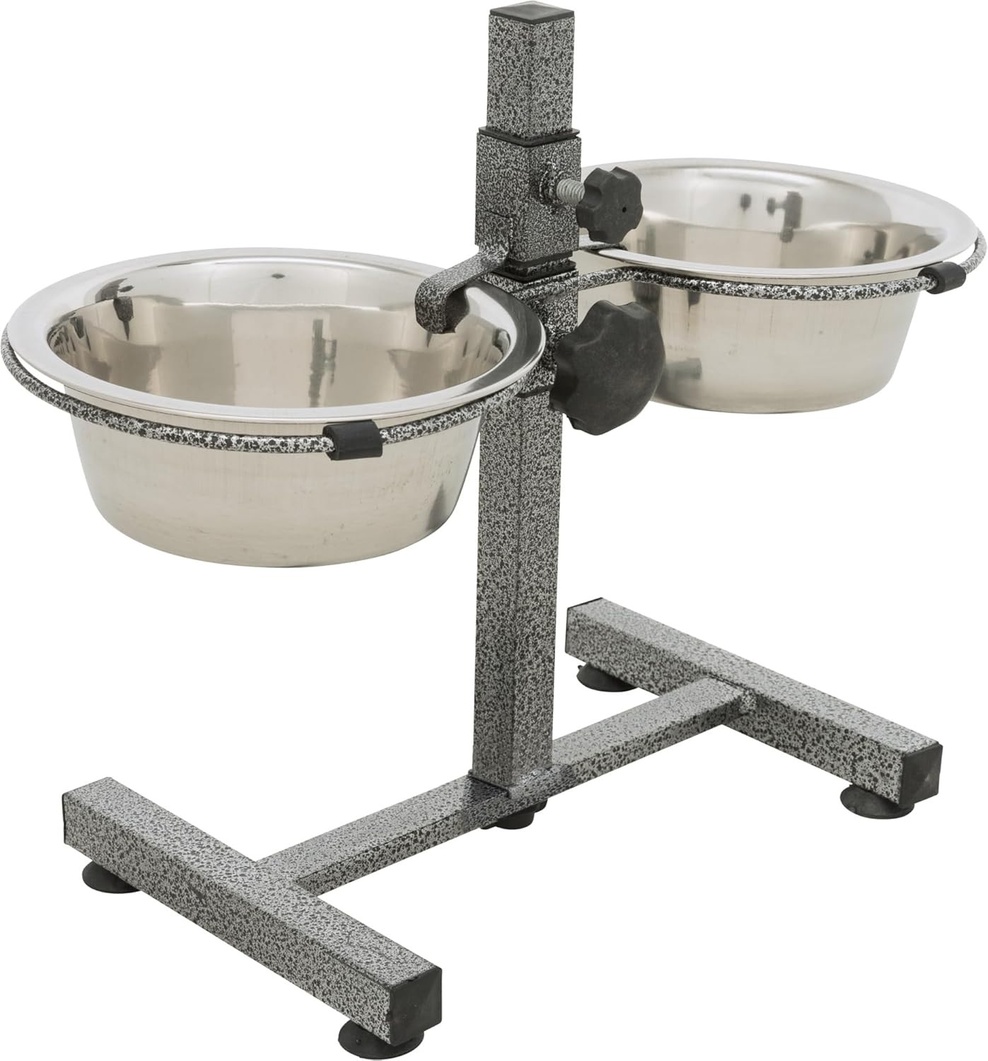 Supporto Ciotole Cani Regolabile 2x0.75L - Acciaio Inox Altezza 27cm