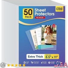 Heavy Duty No Holes Sheet Protectors Clear Document Sleeves Archival Safe 8.5x11