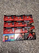 Lot of 12 Blank Cassette Tapes – Maxell, TDK, Sony, Memorex 60 Minutes Sealed
