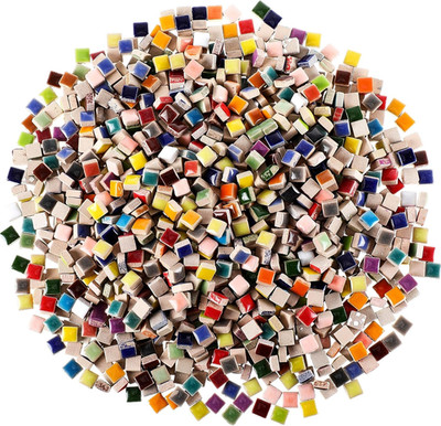 3.3 Lb/1500 Pcs Mosaic Tiles Square Colorful Ceramic Mosaic Tiles Bulk for Craft