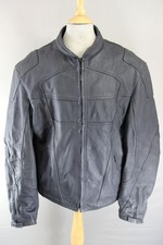 BLACK LEWIS LEATHER BIKER JACKET WITH SHOULDER & ELBOW CE ARMOUR 44-46 INCH/XL